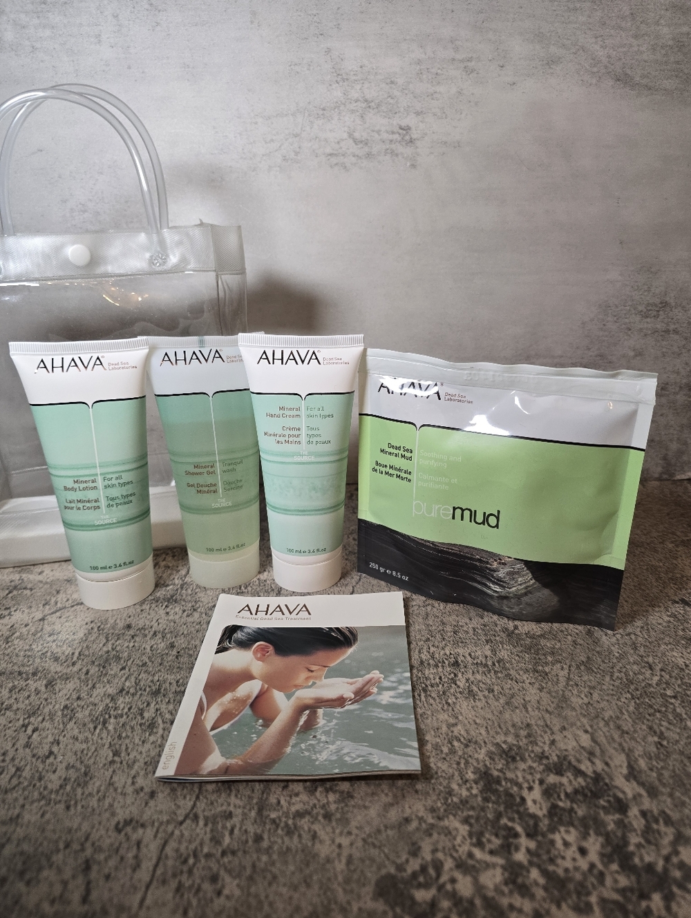 Ahava 4 pc Set, Body Lotion, Foot & Hand Cream, Dead Sea Mud Mask New